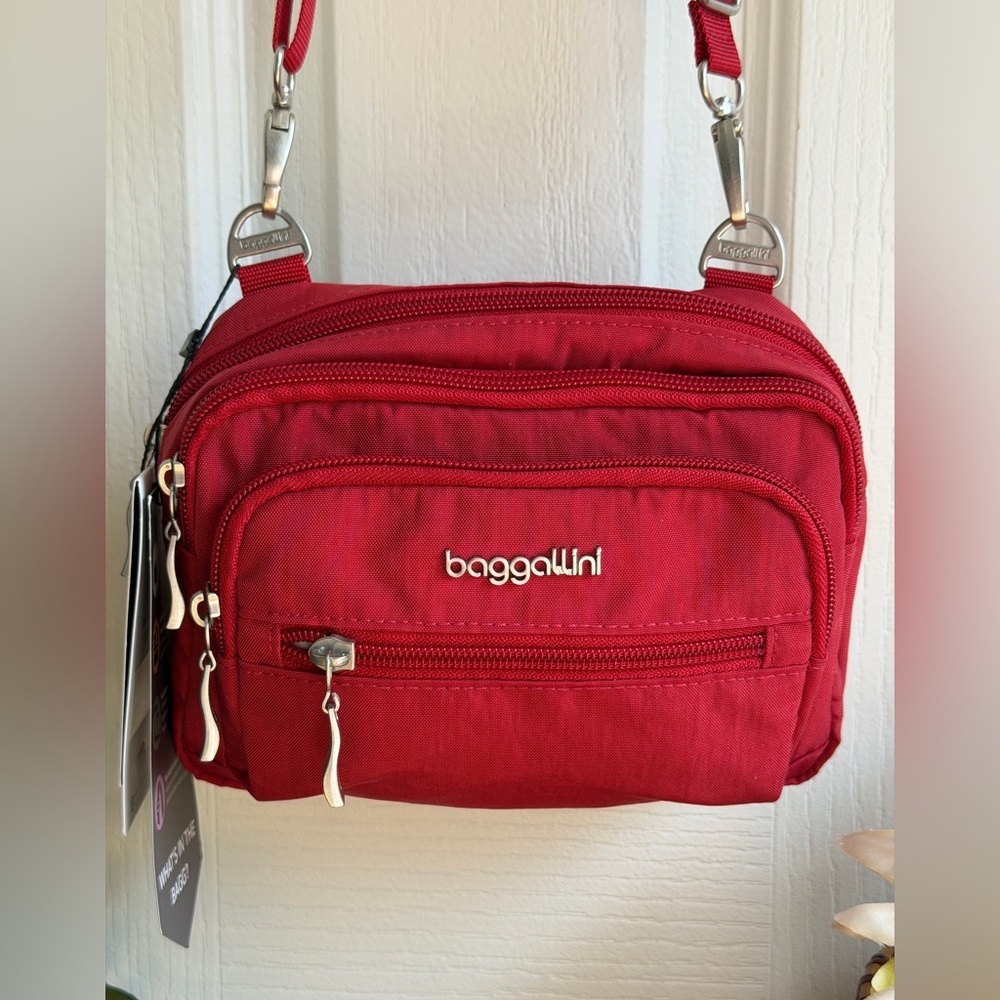 Baggallini Apple Red Triple Zip Bagg Convertible  Crossbody - Water Resistant